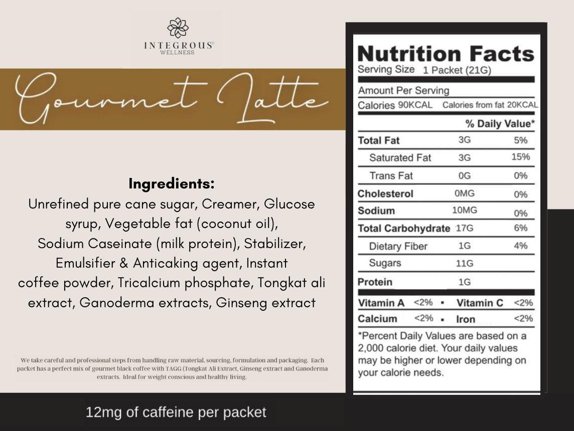 Gourmet Therapeutic Coffee (Latte Coffee) 20 Sachets in a box